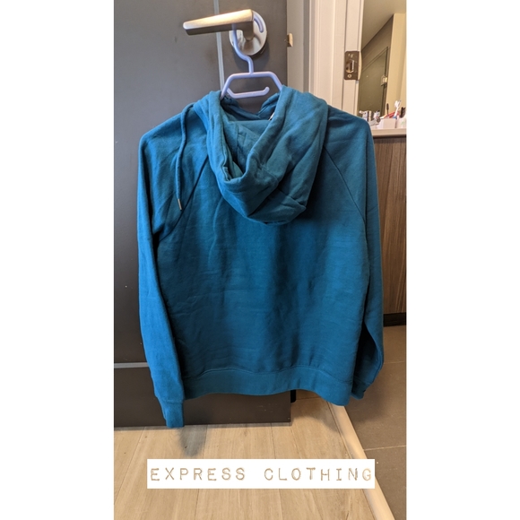 EXPRESS BLUE / TEAL FLEECE HOODIE - Picture 2 of 3